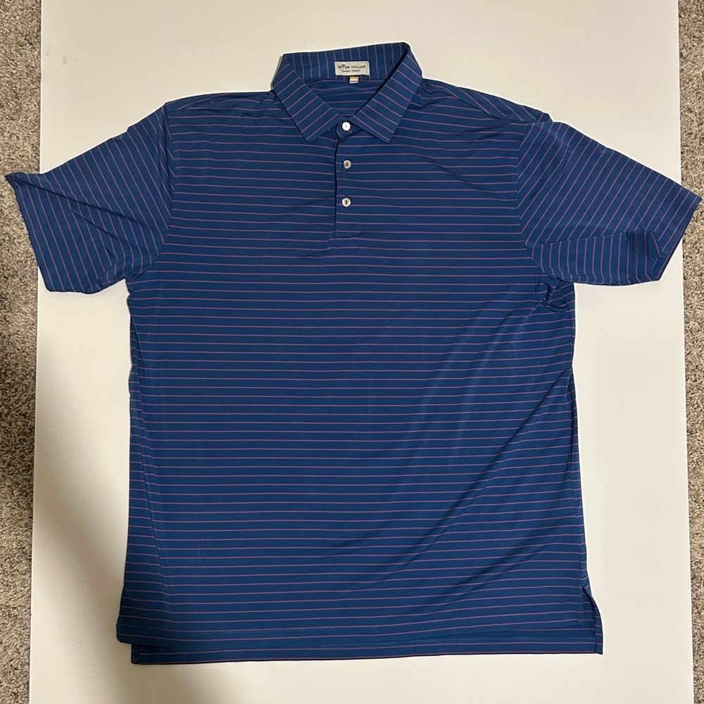 Peter Millar Summer Comfort Navy and Light Blue Striped Polo